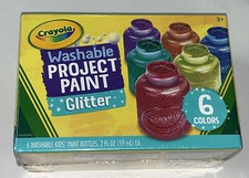 Crayola Washable Project Paint with 6 Sparkling Glitter Colors Kids Crafts New
