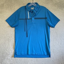 Under Armour Polo Shirt Mens Small Blue Geometric Loose Heatgear