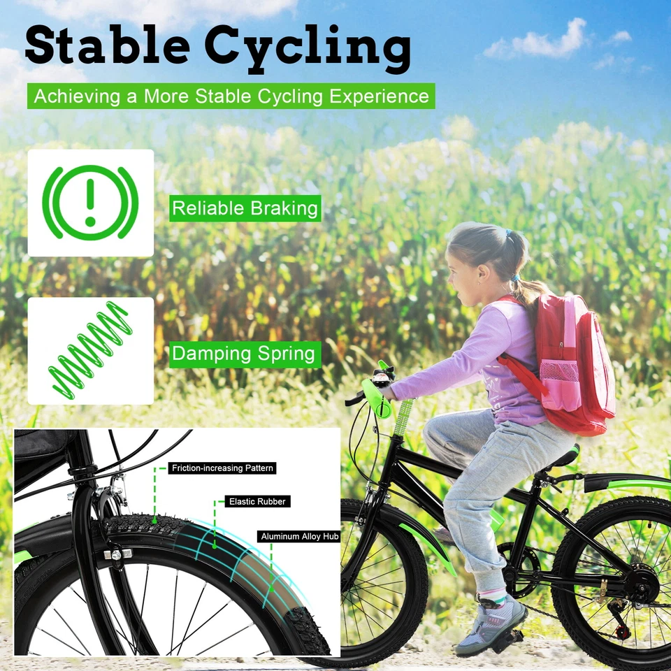 Bicicleta de ciudad para niños de 20 pulgadas y 7 velocidades Bicicleta de montaña para niños Bicicleta de freno de disco doble Foto 2 de 4