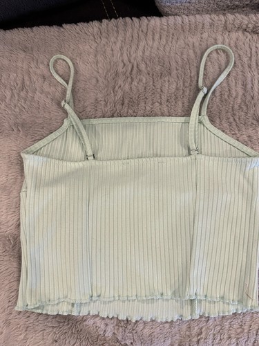 Forever 21 Size Small. Mint Green  Crop Top with Lettuce Hem - Picture 3 of 5