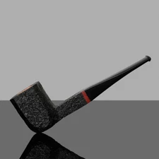 MUXIANG Briar Panel Billiard Pipe Sandblasted Tobacco Pipe Straight Ebonite Stem