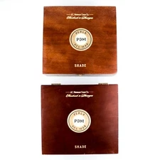 Lot of 2 Perla Del Mar Double Toro Shade Wood Cigar Box 7.75" x 7.25" x 3.5"