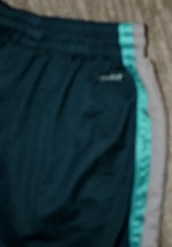 耐克 Dri-Fit 灰色/蓝绿色聚乙烯篮球短裤 尺寸 L 抽绳口袋 W27/L11 - 第 2 张/共 4 张
