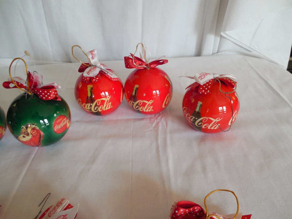 Coca Cola ball Christmas ornament set of 11 1990's - Image 3 of 4