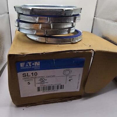 Eaton Crouse-Hinds SL10 Conduit Sealing Locknuts 4'' New Box Of 5