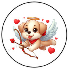 DOG CUPID VALENTINES DAY ENVELOPE SEALS LABELS STICKERS PARTY FAVORS