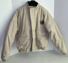 Vintage K Products Canopy Soy Bean Full Zip Puffer Jacket Coat Beige Large Men