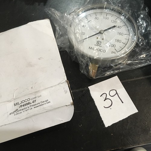 MILJOCO P4598L-07 Mechanical Contractors Pressure Gauge, Bottom Mount, 4-1/2" - Picture 2 of 2
