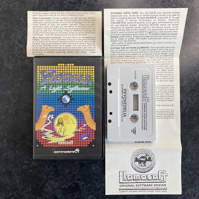 Psychedelia (Jeff Minter 1984) Clam Case Commodore C64 Spielkassette komplett! 