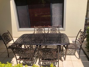 Brand New 7pc Cast Aluminium Outdoor Furniture Set Tables And