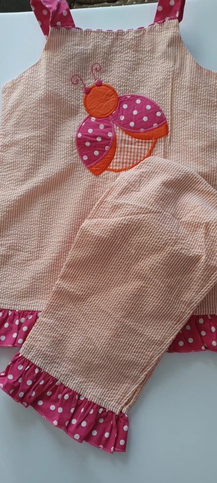 Juego de Mameluco The Bailey Niños Niñas Talla 7 Diseño Abejorros Naranja y Blanco Rayas Foto 3 de 4