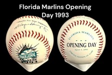 MIAMI FLORIDA MARLINS 1993 OPENING DAY WAYNE HUIZENGA FACSIMILE SIGNED BASEBALL