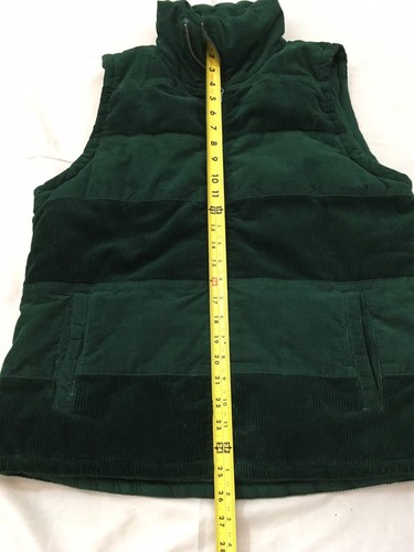 Mod-o-doc Mens L Green Stripe Cotton Corduroy Puffer Insulated Zip Front Vest - Picture 6 of 8