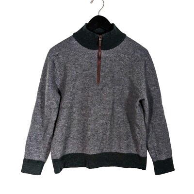 Untuckit Quarter Zip Pullover Mock Neck Sweater Mens MEDIUM Grey Heather Green
