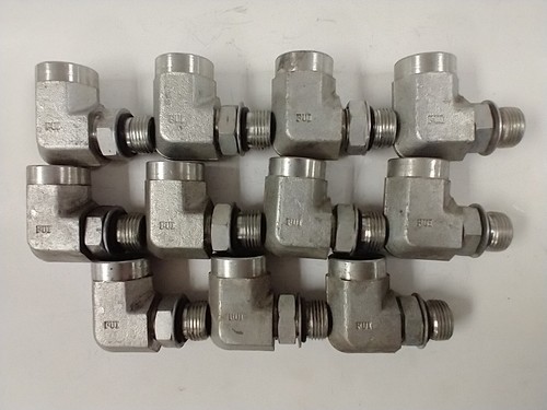 FUI 6805-08-08 1/2" FNPT TO 1/2" NPT ORB STEEL 90° ELBOW FITTINGS (LOT OF 11)