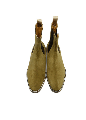 Pull On Mens Pointy Toe Chelsea Ankle Boots Real Suede Leather High Top Occident - Bild 5 von 14