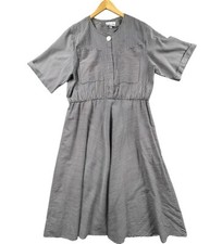 VTG Sally Lou Maxi Dress Women Black White Striped Breast Pocket Cottagecore USA