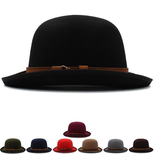Men Women Classical Bowler Hats Retro Fedora Sunhat Jazz Derby Caps 7 1/8-7 3/8 - Picture 3 of 29