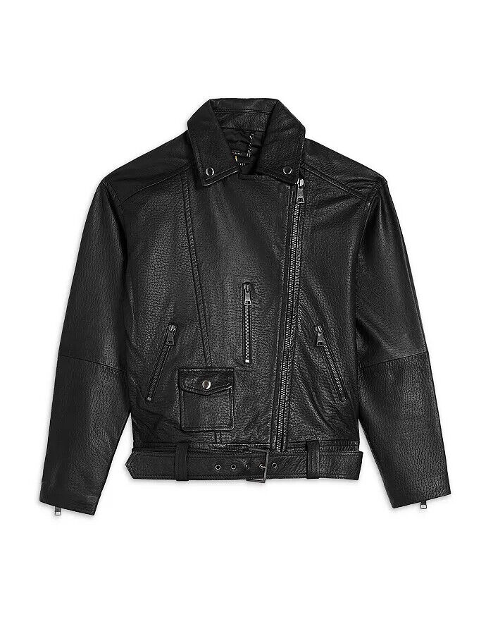 NEW, Ted Baker Tiano Oversized Leather Biker Jacket in Black NEW, Ted Baker Tiano Oversized Leather Biker Jacket in Black