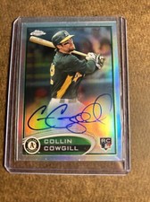 2012 topps Chrome Rookie Auto Collin Cowgill SP /499 Refractor