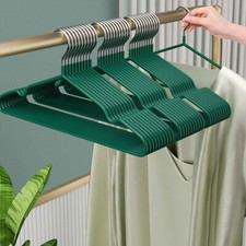 Pack of 10 Non-slip Dip Plastic Hangers with Stainless Steel Hook