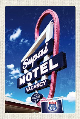 Holzschild 18x12 Amerika USA Route 66 Supai Motel Wand Deko Bar Kneipe Sammler G