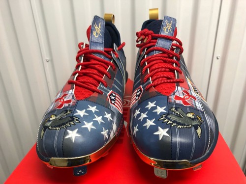 Under Armour Harper 5 Low USA ST Blue Red White Gold Metal Cleats 16 3023496 400 - Picture 7 of 18