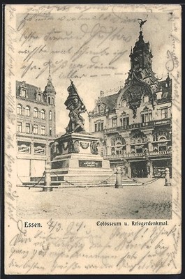 Ansichtskarte Essen, Colosseum, Kriegerdenkmal 1904 