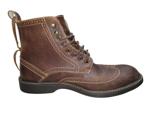 GH Bass Billy Mens Ankle Boots Brown Leather Wingtip Brogue Lace Up 10.5M - Picture 6 of 13