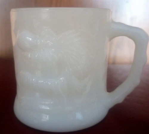 Grog White Milk Glass Mug 1970's BC Comics Johnny Hart Caveman Cup Vintage