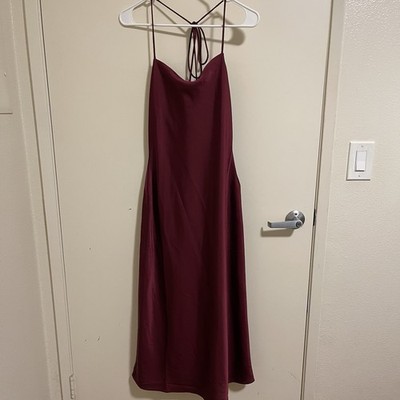 Divided by H&M Women's Burgundy Red Tie-Detail Slip Dress (Size S)