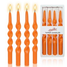 NJAO HOO 10 Inch Orange Spiral Taper Candles Twisted Fall 10"Twisted,