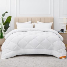 Couette 200x220 Hiver Très Chaude 450 g/m² Microfibre Edredon Blanc Polyester