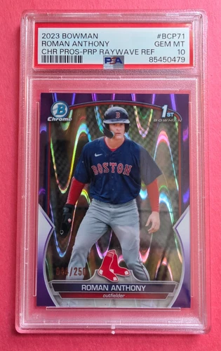 Bowman 1st Chrome ROOKIE Roman Anthony Purple Raywave Refractor /250 PSA 10