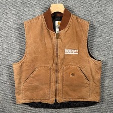 Vtg 90s Carhartt V02 Brown Duck Canvas Work Vest Men's XL