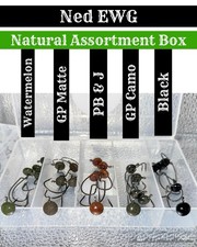 1/8 Ounce Ned Rig Jig Heads kit 2/0 hook EWG 25 total With Box In Natural Colors