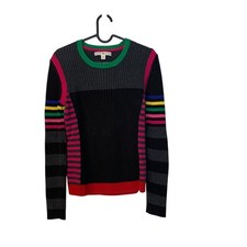 Vintage Tommy Hilfiger Womens Ribbed Knit Striped Crewneck Sweater M Japan