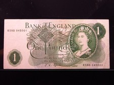 UK 1 Pound ND 1960-1978 P374 5001i0 Bank England Elizabeth II United Kingdom