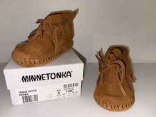 NIB Minnetonka Layered Fringe Brown Suede Bootie Infant's Size 4