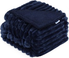 Waterproof Pet Blanket for Large Dogs  Cats, Calming Plush Navy, 60"x80" 