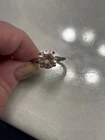 Vintage 925 Sterling Silver Pink Round Solitaire Ring Size 7/8 Untested Stone