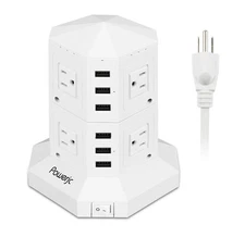Power Strip Usb Surge Protector Tower 8 Ac Outlets With 6 Usb Ports Chargers 10 