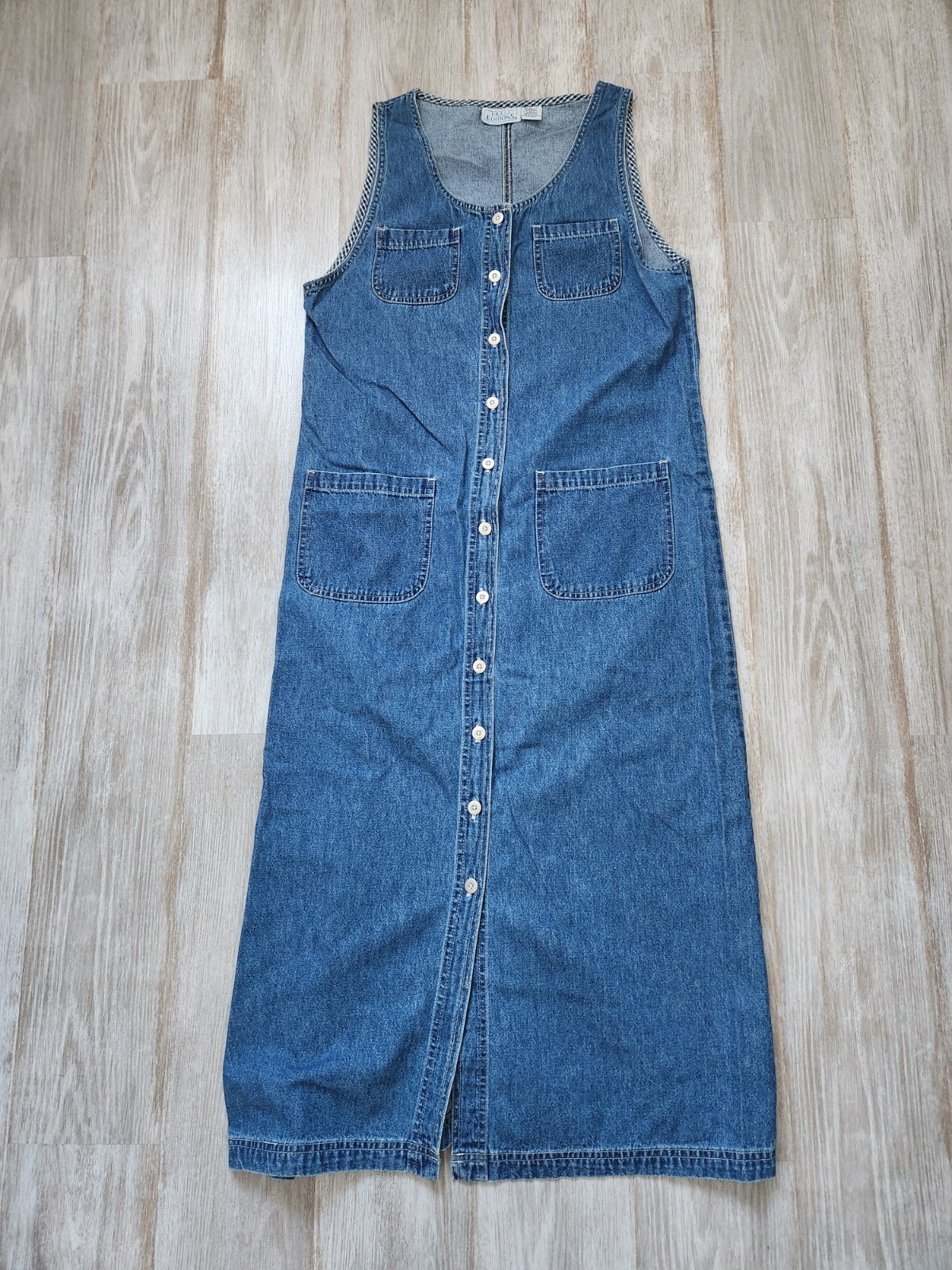 VTG Basic Editions Button Up Blue Denim Midi Dres… - image 2