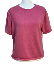 Talbots Sweater Size Large Pink Textured Knit Short Sleeve Round Neck