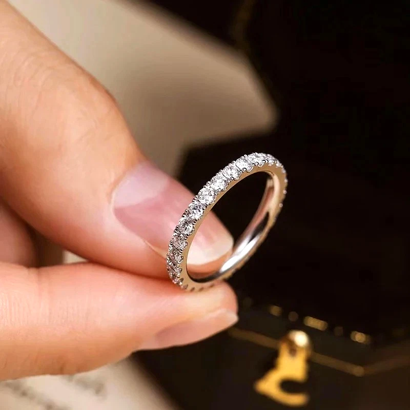 Moissanit Ring 40x memory 925 Silber Gold 18kt Brillant Diamant-Test ok!! GRA  - Bild 4 von 4