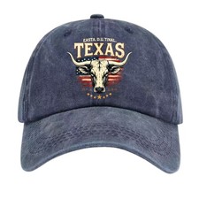 Texas Longhorn Washed Baseball Cap, Western Vintage Unisex Outdoor Sun Hat