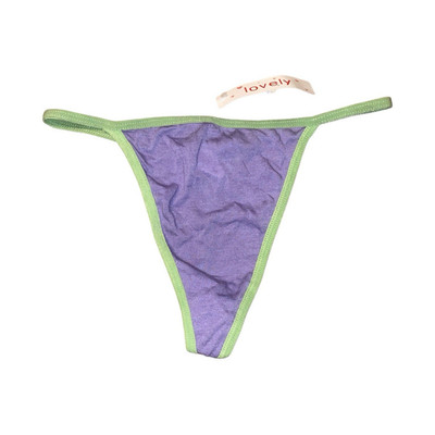 Lovely purple + green thong in size S. Cotton & rayon. New without tags