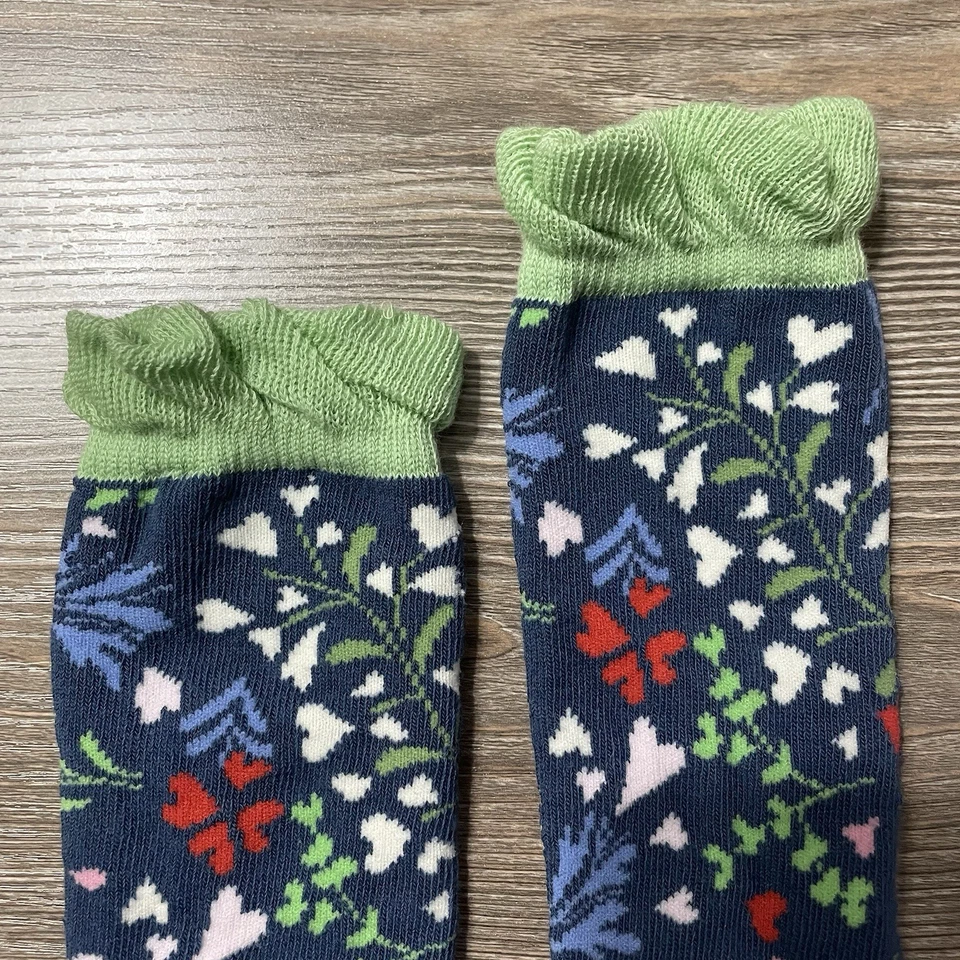 NWOT Matilda Jane Girls Change Of Pace Knee Socks, Blue Floral, Green Accents - Image 3 of 4