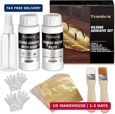 Gold Leaf Kit, 100ml Gilding Adhesive and Varnish with 100 Gold Leaf Sheets for