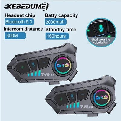 Bluetooth V5.3 Motorcycle Helmet Intercom, 300M Range, Waterproof, 30h Talk